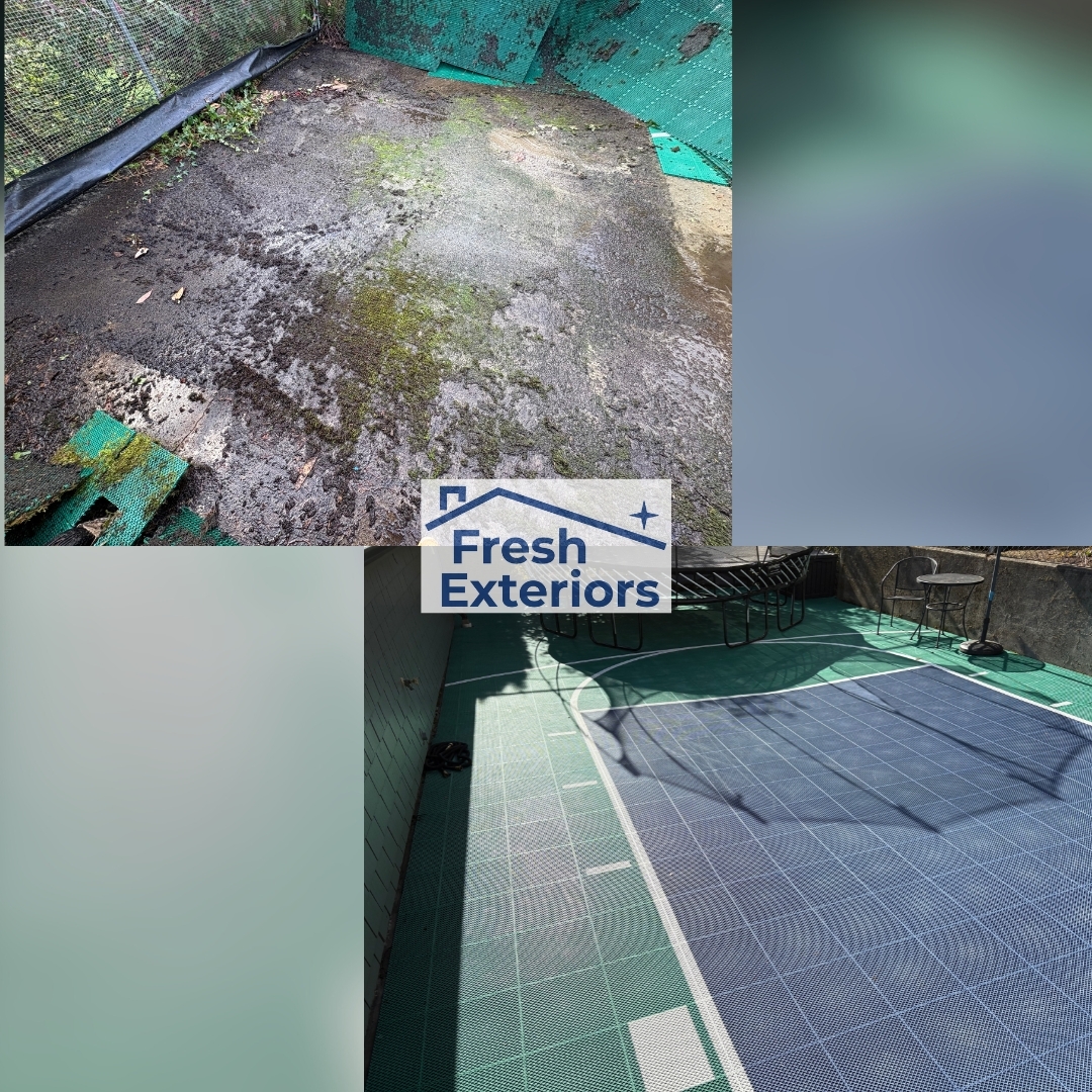 Sport Court Cleaning - Mesh Tiles - Power Wash
