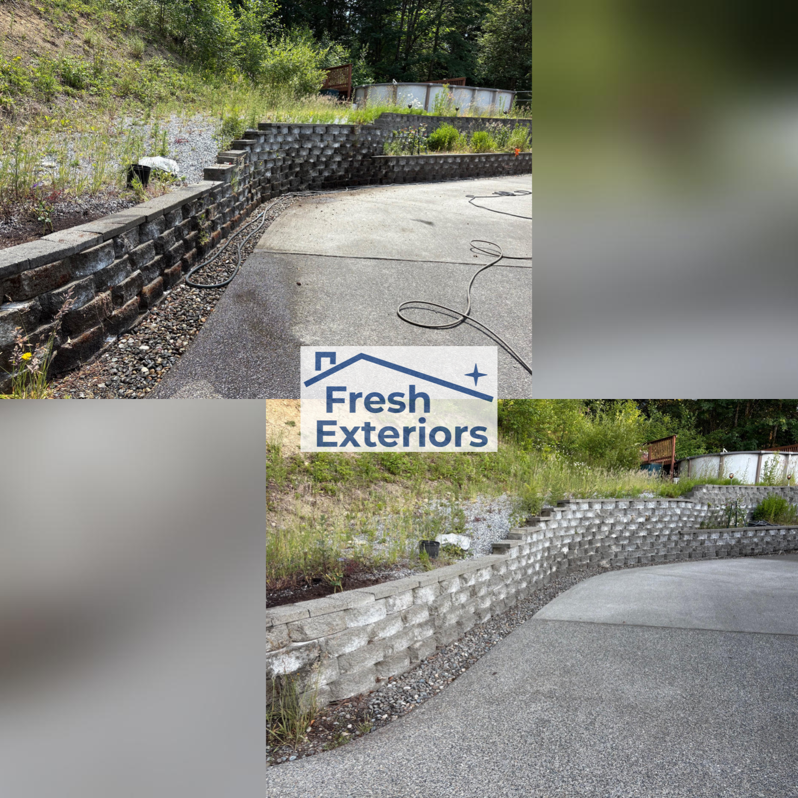 Retaining Wall Cleaning - Block - Power Wash